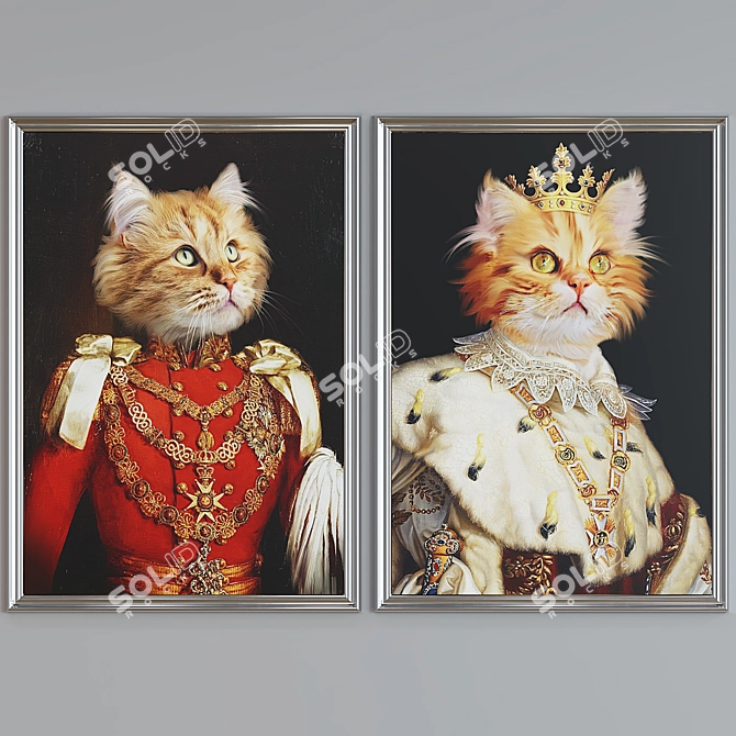 Cat Portrait Picture Frame Set 3D model image 4