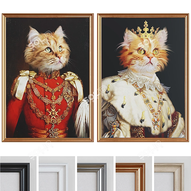 Cat Portrait Picture Frame Set 3D model image 7