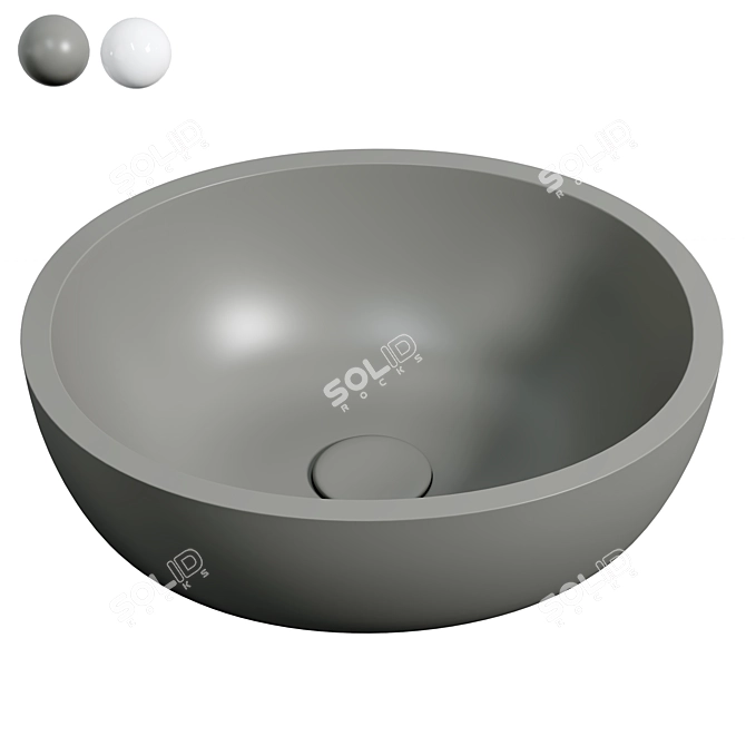 Asti Grigio Solid Surface Vessel Sink 3D model image 1