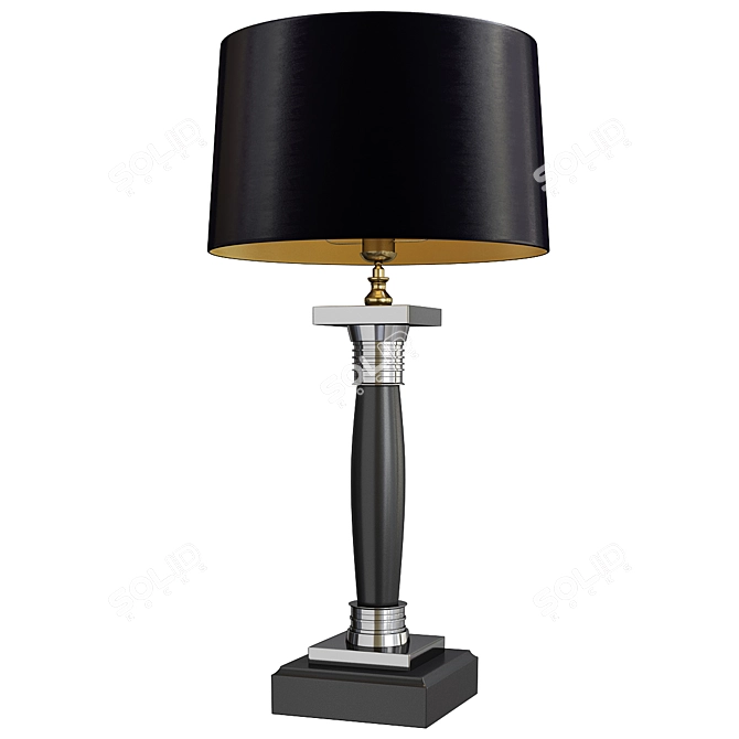 Elegant Black Round Table Lamp 3D model image 1