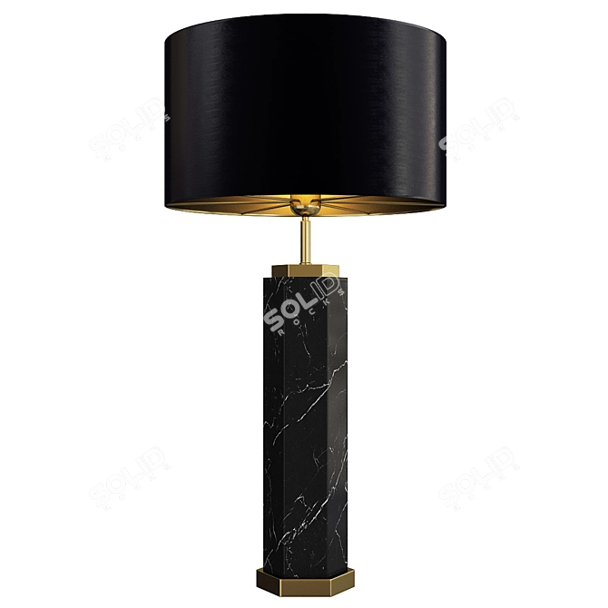 Sleek Black Marble Table Lamp 3D model image 1