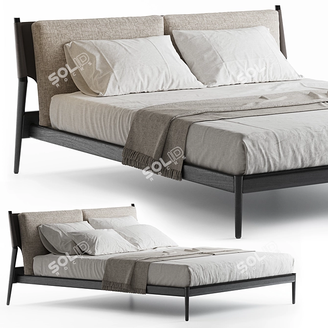 Luxury Emery Leather Bed Model 3D model image 1