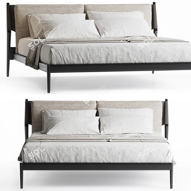 Luxury Emery Leather Bed Model 3D model image 2