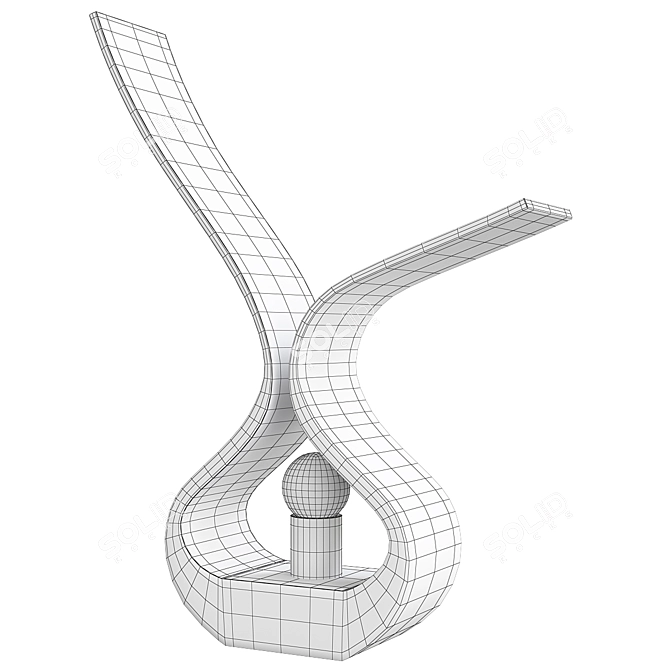 Sleek Steel Curved Desk Light 3D model image 2