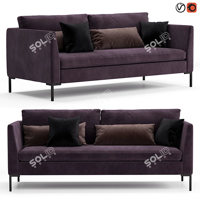 Modern White Sofa with Narrow Armrests 3D model image 1