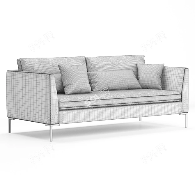 Modern White Sofa with Narrow Armrests 3D model image 6