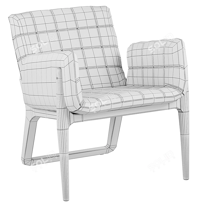 Modern Retro Mandarine Armchair in Millimeters 3D model image 3