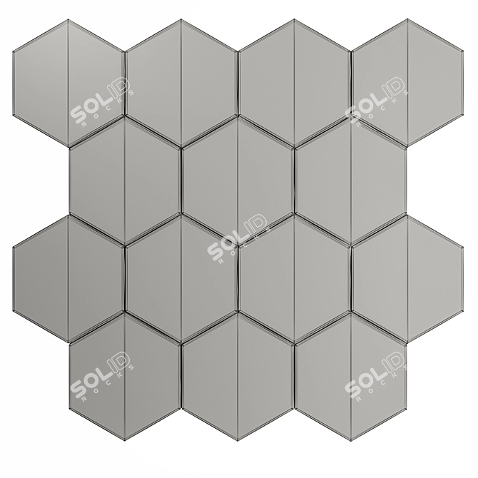 Hexagon Gray & White Tile 3D model image 7