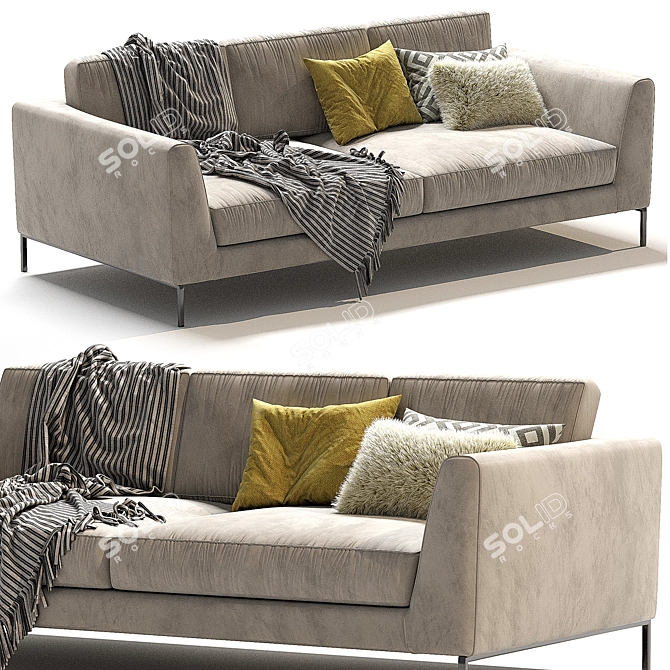 Elegant Meridiani Louis Up Sofa 3D model image 2