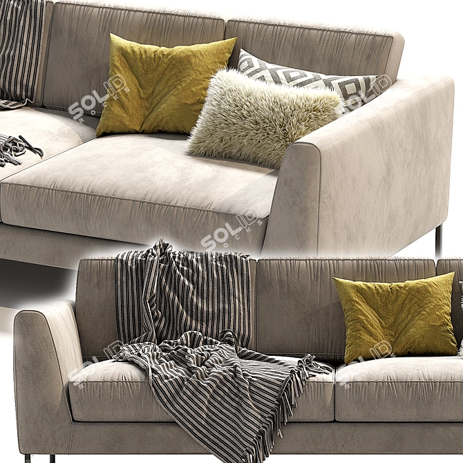 Elegant Meridiani Louis Up Sofa 3D model image 4