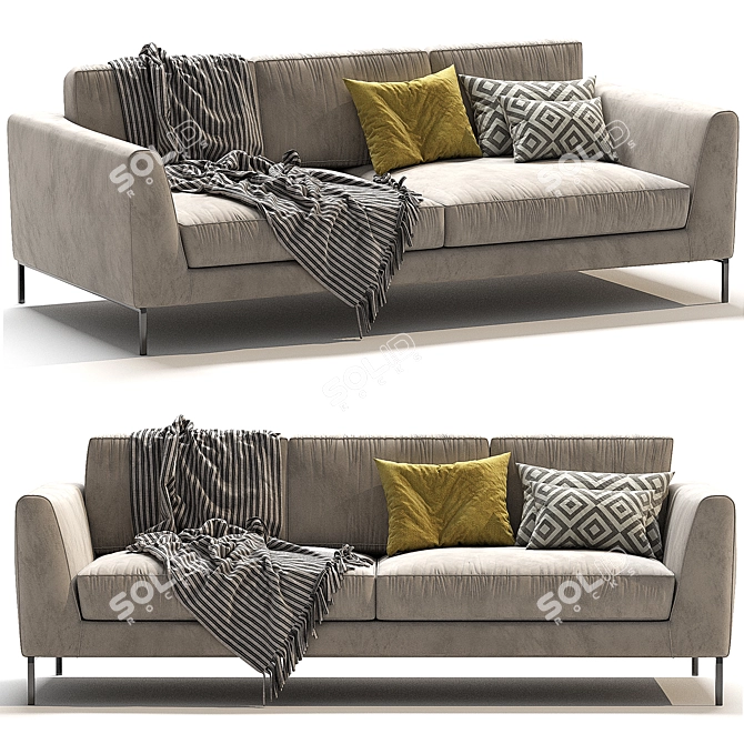 Elegant Meridiani Louis Up Sofa 3D model image 6