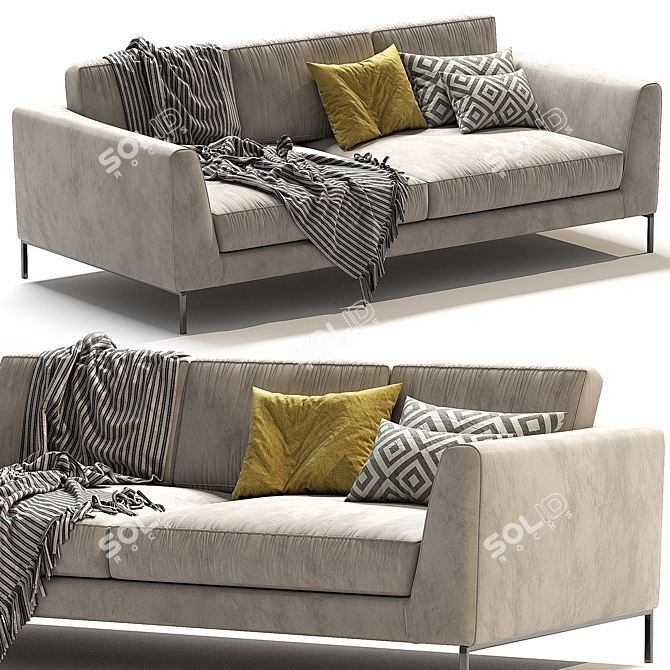 Elegant Meridiani Louis Up Sofa 3D model image 7