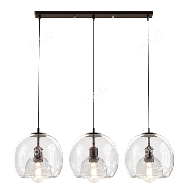 Vintage Style Globe Pendant Light 3D model image 1