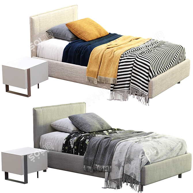 Modern Bonaldo Paco Single Bed 3D model image 3