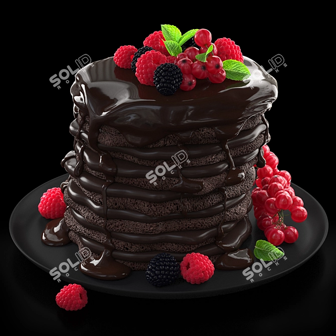 Decadent Chocolate Pancakes 3D Model 3D model image 1