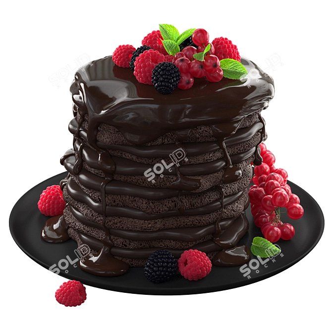 Decadent Chocolate Pancakes 3D Model 3D model image 2