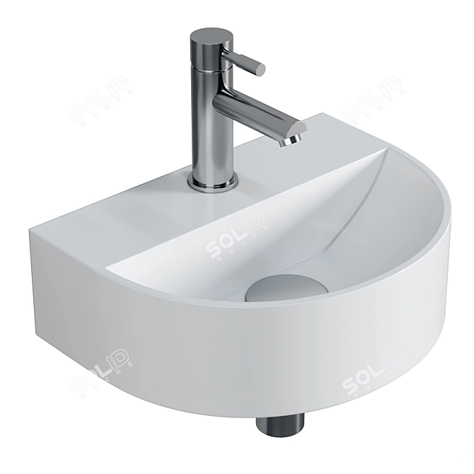 Moon White Sink Set 3D model image 1