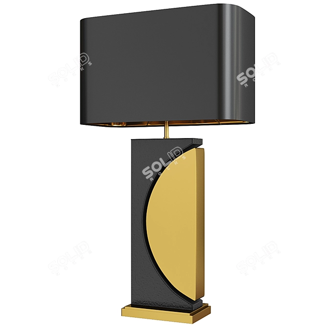 Sleek Brass Leather Table Lamp 3D model image 1