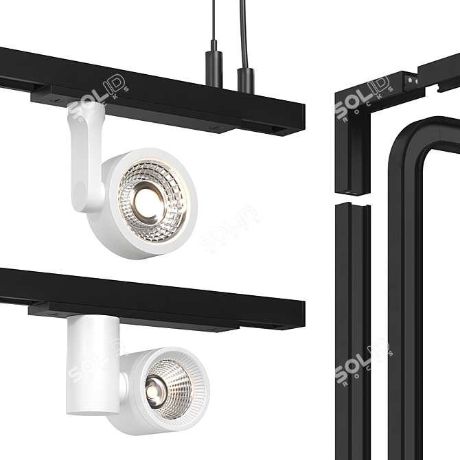 Sleek Arkoslight Track Light 3D model image 2