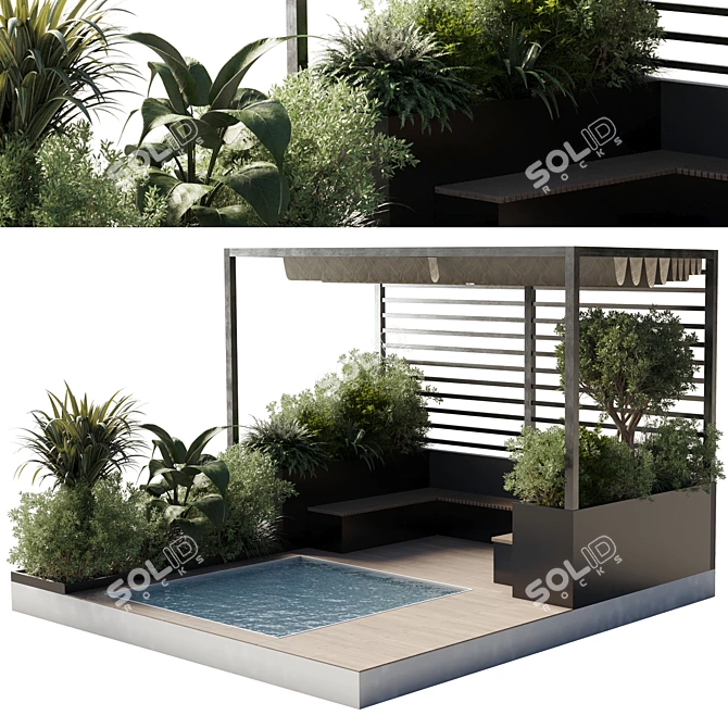 Poolside Pergola and Roof Furniture 3D model image 4