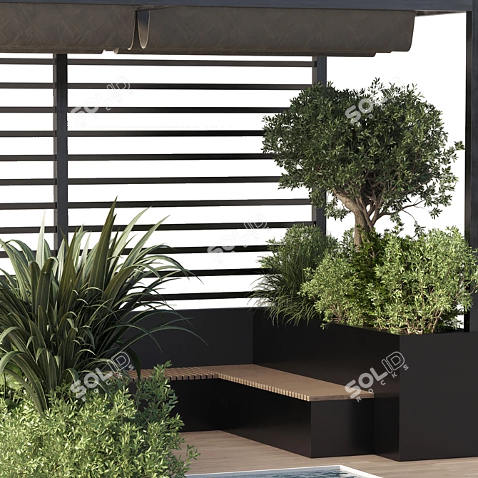 Poolside Pergola and Roof Furniture 3D model image 6