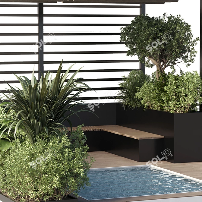 Poolside Pergola and Roof Furniture 3D model image 2