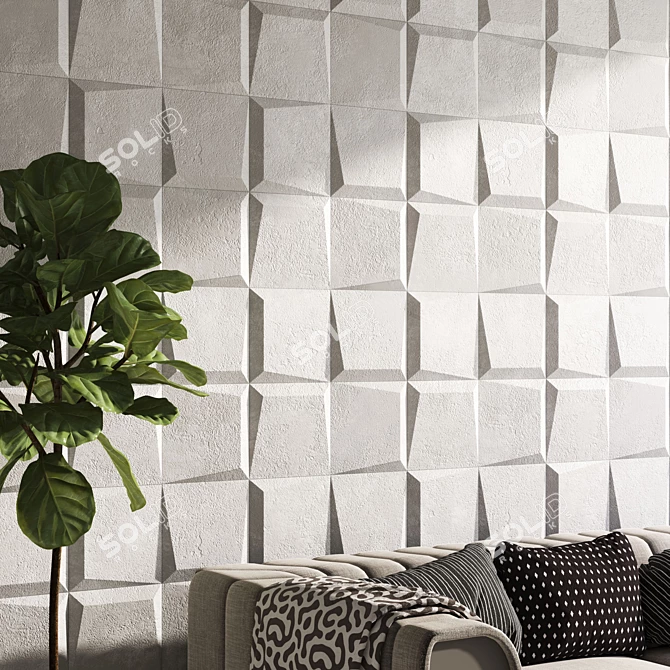 Elegant Mezzo 3D Wall Panel 3D model image 3