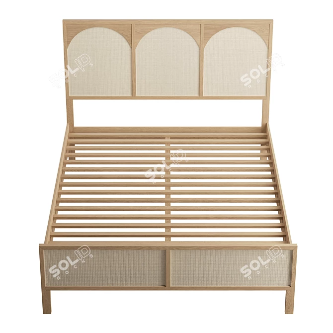  Retro Oak Cane Bed 3D model image 3