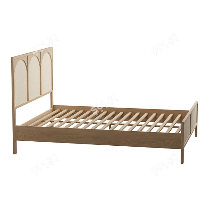  Retro Oak Cane Bed 3D model image 4