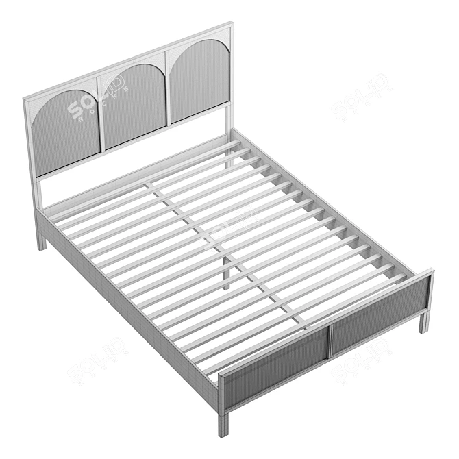  Retro Oak Cane Bed 3D model image 6