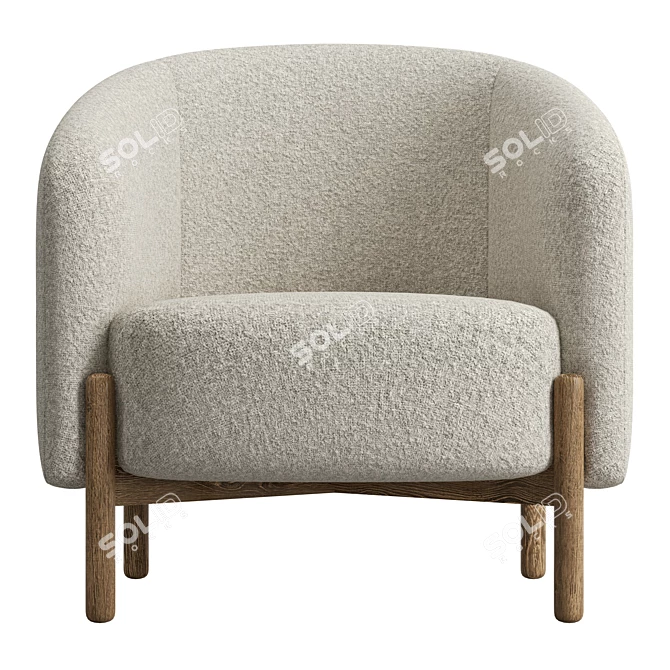 Boucle Modern Armchair - Cozy Chic 3D model image 2