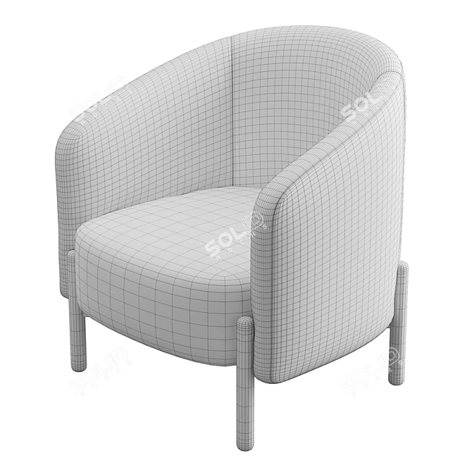 Boucle Modern Armchair - Cozy Chic 3D model image 6