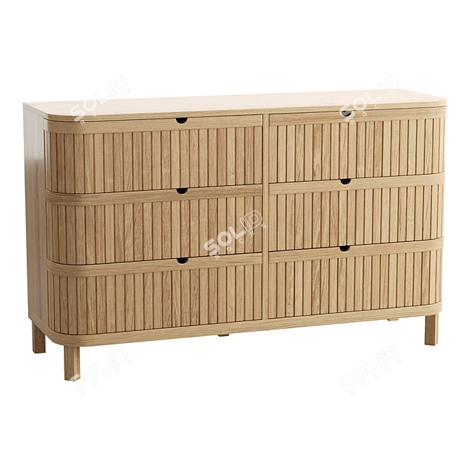 Juliette Modern 6-Drawer Oak Dresser 3D model image 4
