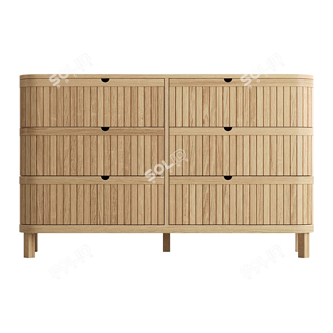 Juliette Modern 6-Drawer Oak Dresser 3D model image 5