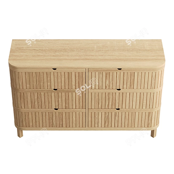 Juliette Modern 6-Drawer Oak Dresser 3D model image 1