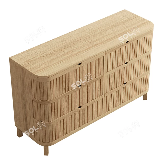 Juliette Modern 6-Drawer Oak Dresser 3D model image 2
