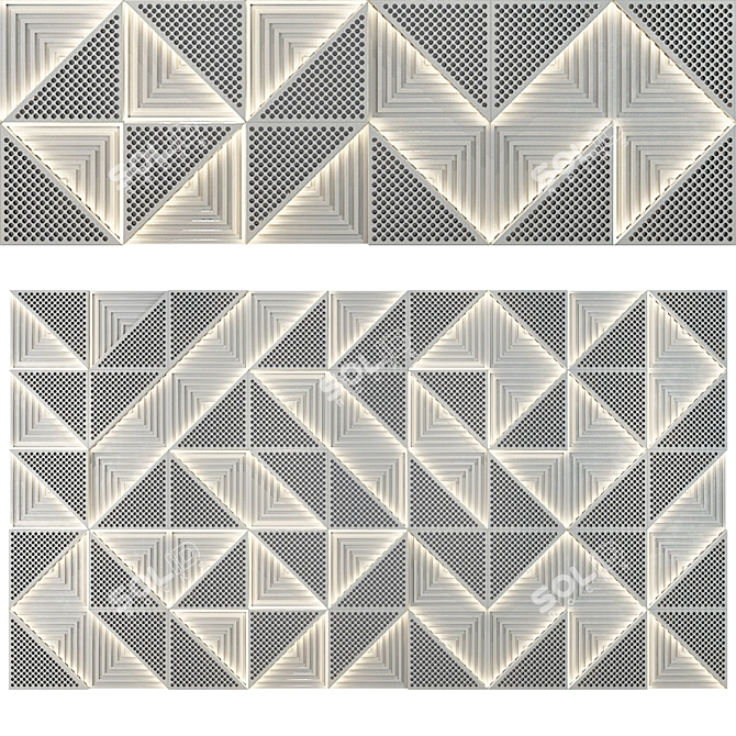 Melamine Wood Wall Panel Set 3D model image 1