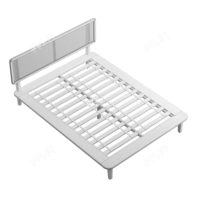 Rattan Headboard Platform Bed 3D model image 6