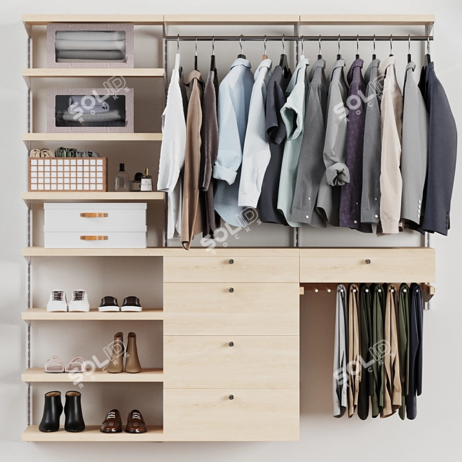 Wall-mounted Wardrobe Organizer System 3D model image 1