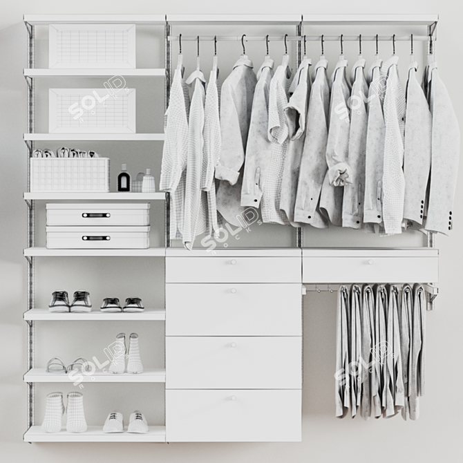 Wall-mounted Wardrobe Organizer System 3D model image 2