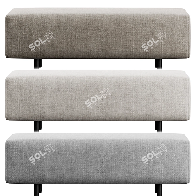 Poppin Block Party Lounge Bench 3D model image 3