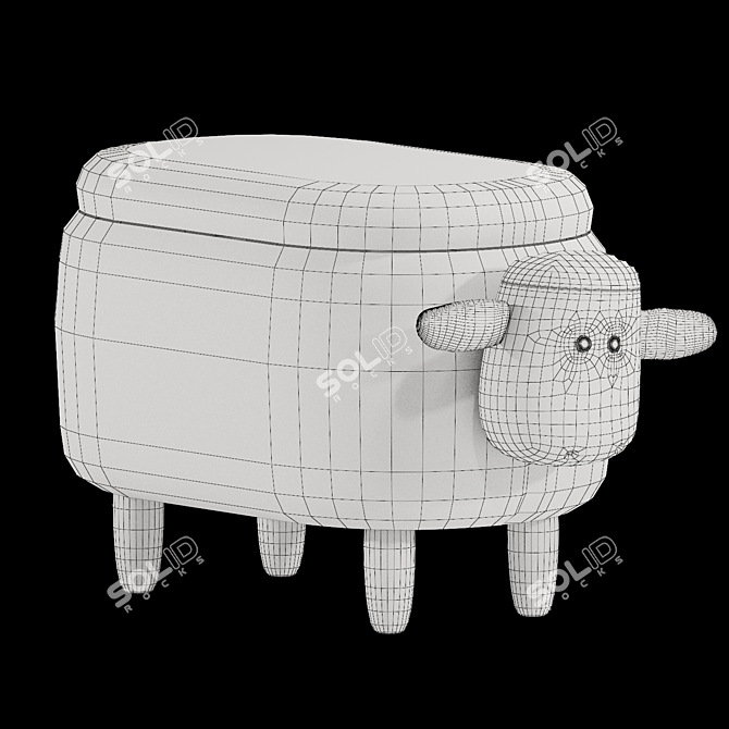 Kids Sheep Pouf Oliwia II 3D model image 4