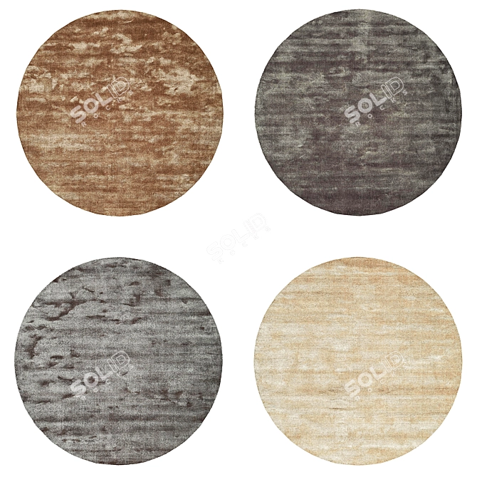 Circular Wool Area Rugs 3D model image 2