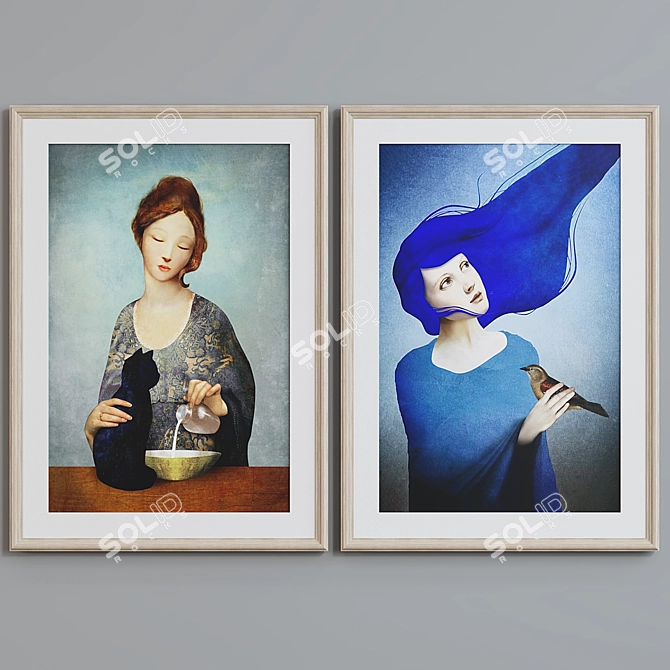 Modern Portrait Frame Set - 2 Frames 3D model image 5