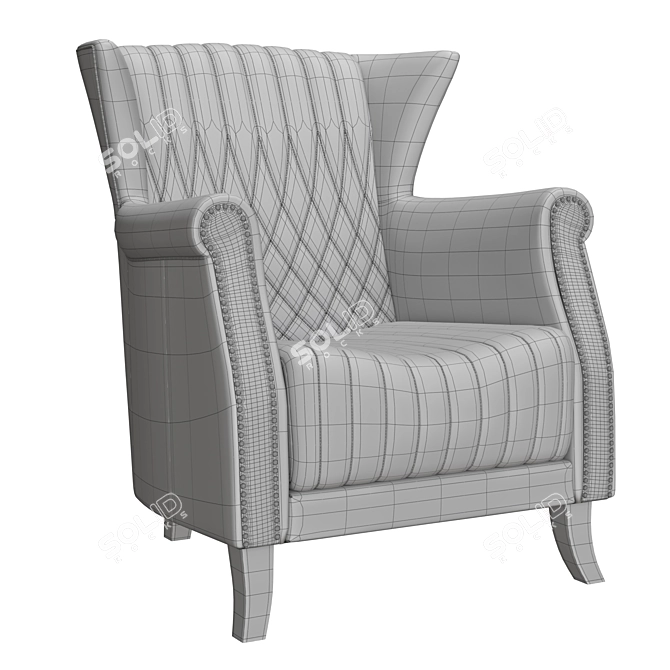 Vintage Style Brown Armchair - Coak Wood & Faux Leather 3D model image 7