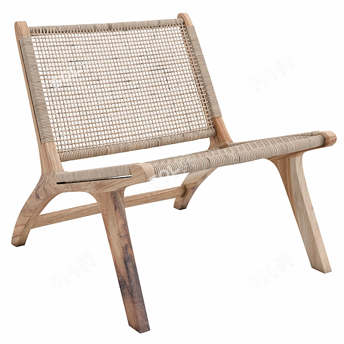 Rustic Teak Armchair: Beida Replica 3D model image 5