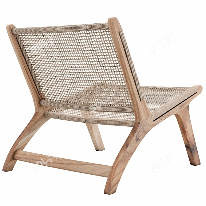 Rustic Teak Armchair: Beida Replica 3D model image 7