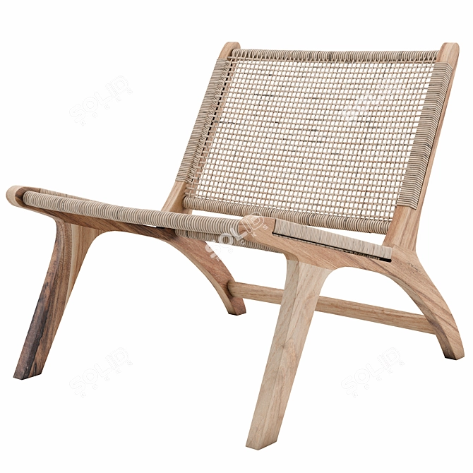 Rustic Teak Armchair: Beida Replica 3D model image 1