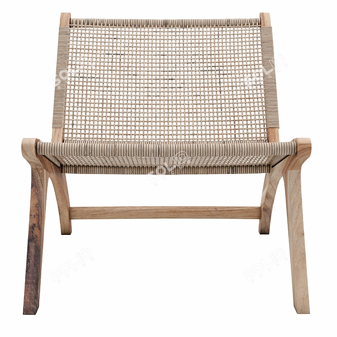 Rustic Teak Armchair: Beida Replica 3D model image 2