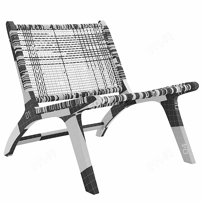 Rustic Teak Armchair: Beida Replica 3D model image 3